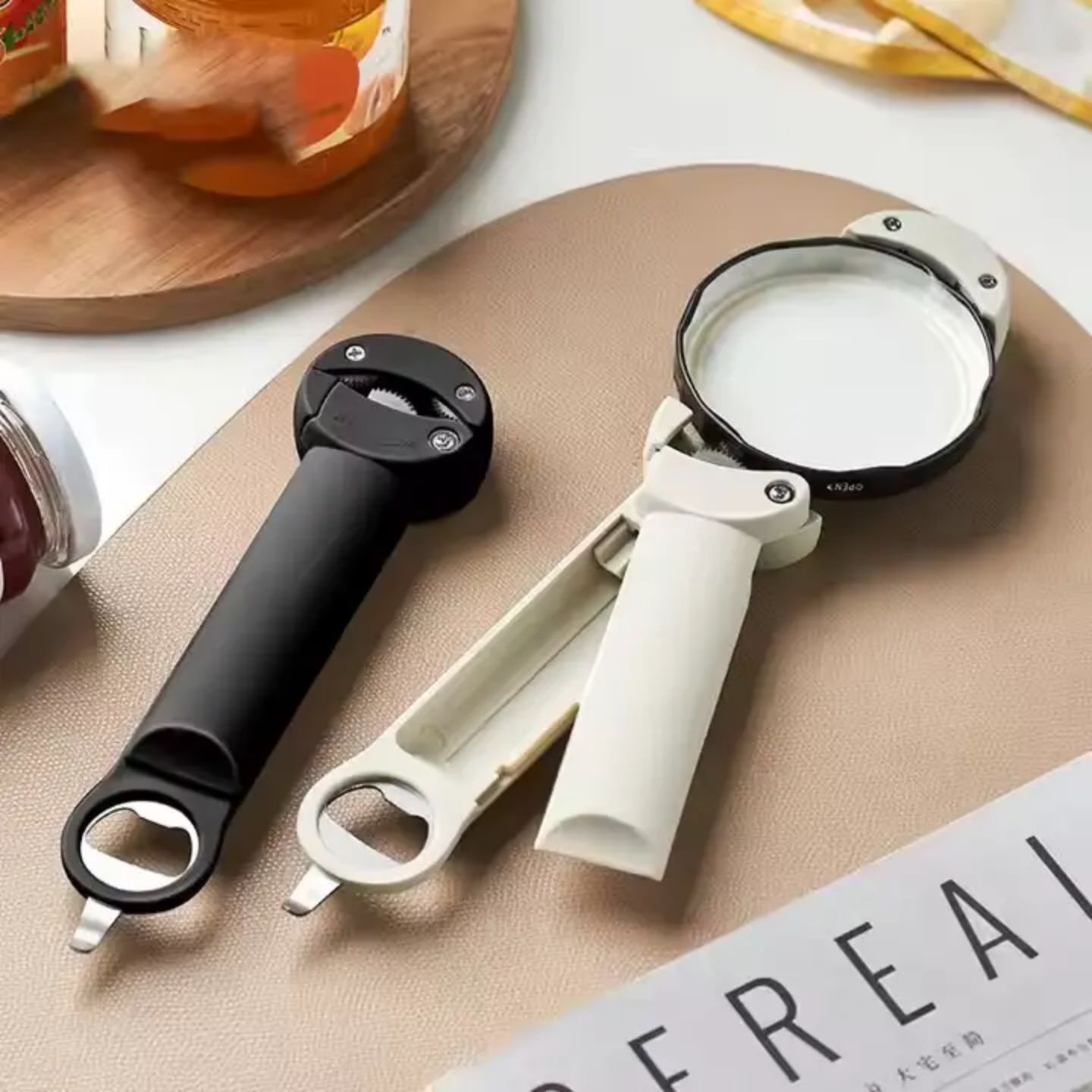 Retractable Bottle, Can, Jar Lid Opener - Multi-purpose 3 in 1 Kitchen Tool
