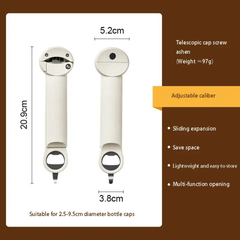 Retractable Bottle, Can, Jar Lid Opener - Multi-purpose 3 in 1 Kitchen Tool