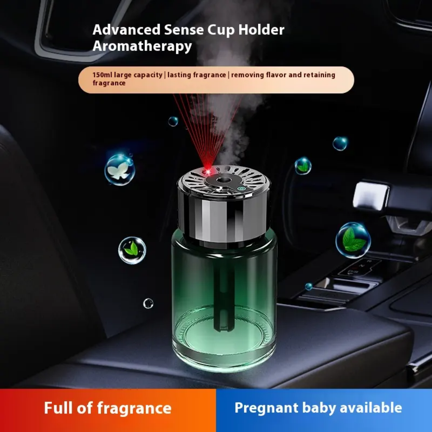 Rechargeable Car Aromatherapy Diffuser/ Humidifier with Star Projection - 160ml Large Capacity, 0 Alcohol