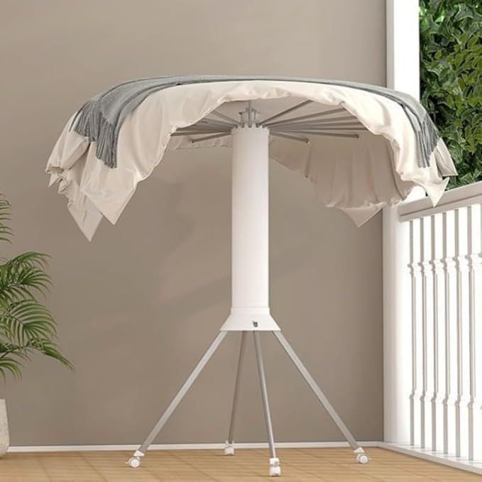 Foldable Tripod Umbrella Shaped Clothes Drying Rack, Portable, Space saving, 3 - Tier Laundry Stand with Hooks