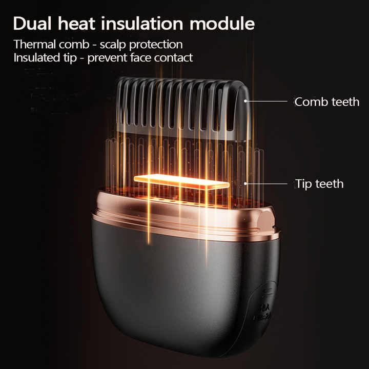 Wireless Unisex Hair/Beard Straightening Comb - 3 Temperature Control, Compact Travel Essential