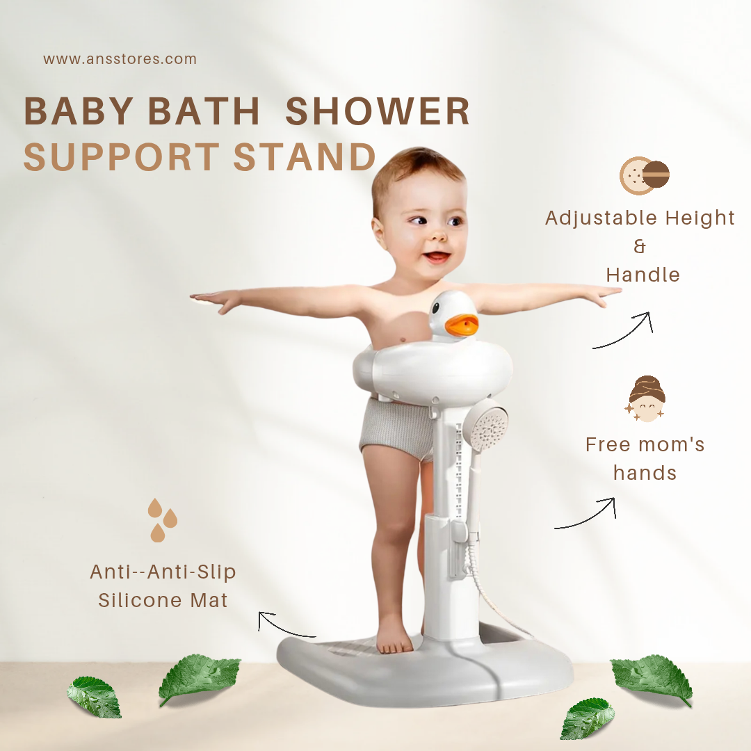 Baby Anti-Slip Standing Bath and Butt Washing Shower Support Stand - Adjustable Height, Foldable Design