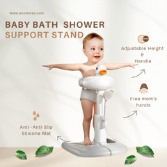 Baby Anti-Slip Standing Bath and Butt Washing Shower Support Stand - Adjustable Height, Foldable Design