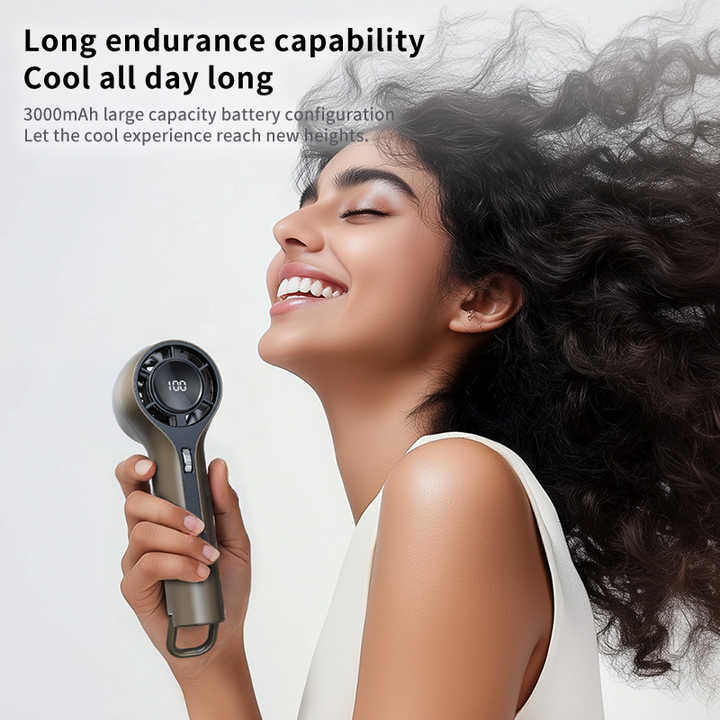 100 Levels High-Speed Handheld Mini Portable Fan - 8H Ultra Long Battery Life, Ice Blue LED, 2025 PRO Turbo Tech