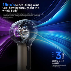 100 Levels High-Speed Handheld Mini Portable Fan - 8H Ultra Long Battery Life, Ice Blue LED, 2025 PRO Turbo Tech