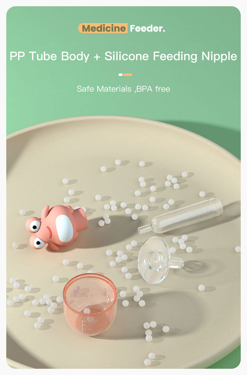 Silicone Baby Feeder with Measuring/Storage Cup - Anti-Choking, Mess-free Medicine,  Juice, Puree Dispenser