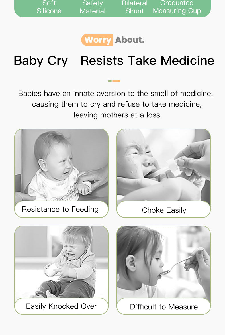 Silicone Baby Feeder with Measuring/Storage Cup - Anti-Choking, Mess-free Medicine,  Juice, Puree Dispenser