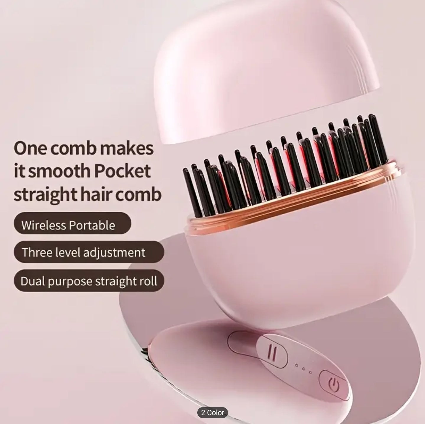 Wireless Unisex Hair/Beard Straightening Comb - 3 Temperature Control, Compact Travel Essential