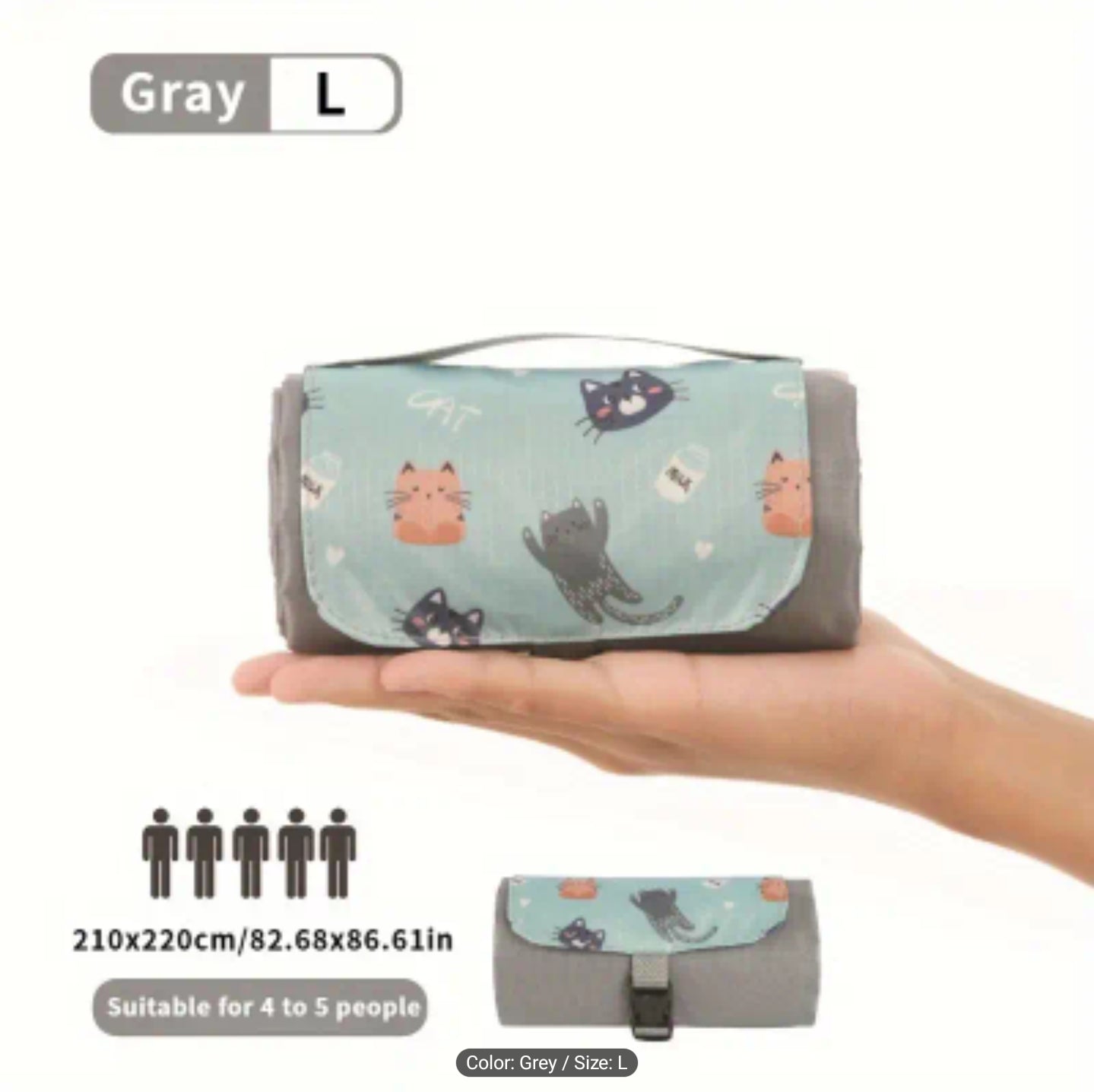 6 in 1 Multi-purpose Mini Pocket-sized Beach/Picnic Mat with 4 Built-in Corner Steel Nails