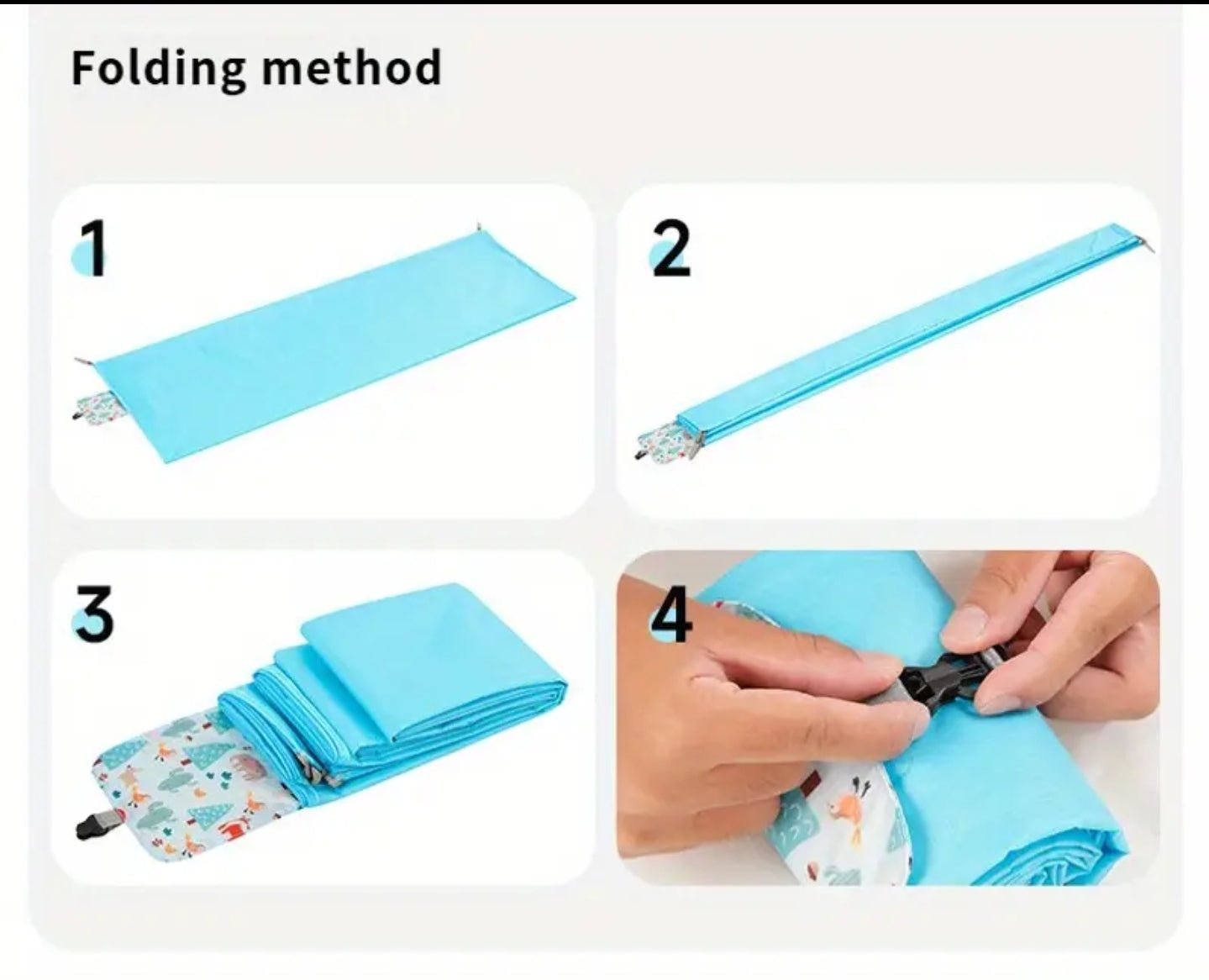 6 in 1 Multi-purpose Mini Pocket-sized Beach/Picnic Mat with 4 Built-in Corner Steel Nails