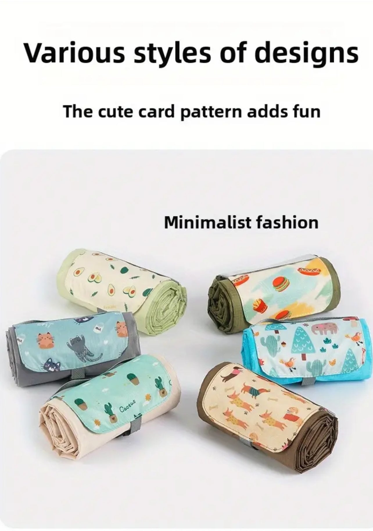 6 in 1 Multi-purpose Mini Pocket-sized Beach/Picnic Mat with 4 Built-in Corner Steel Nails