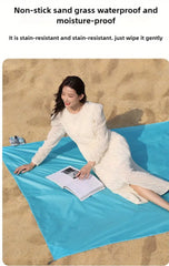6 in 1 Multi-purpose Mini Pocket-sized Beach/Picnic Mat with 4 Built-in Corner Steel Nails