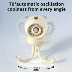 4 in 1 Octopus Stroller Fan with 4 speeds - Mini Night Light, Phone Holder, Auto Oscillating, Detachable