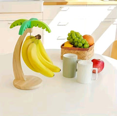 Decorative Wooden Palm Tree Banana/Grapes Hanger - Space Saving, Food Preserver, Durable