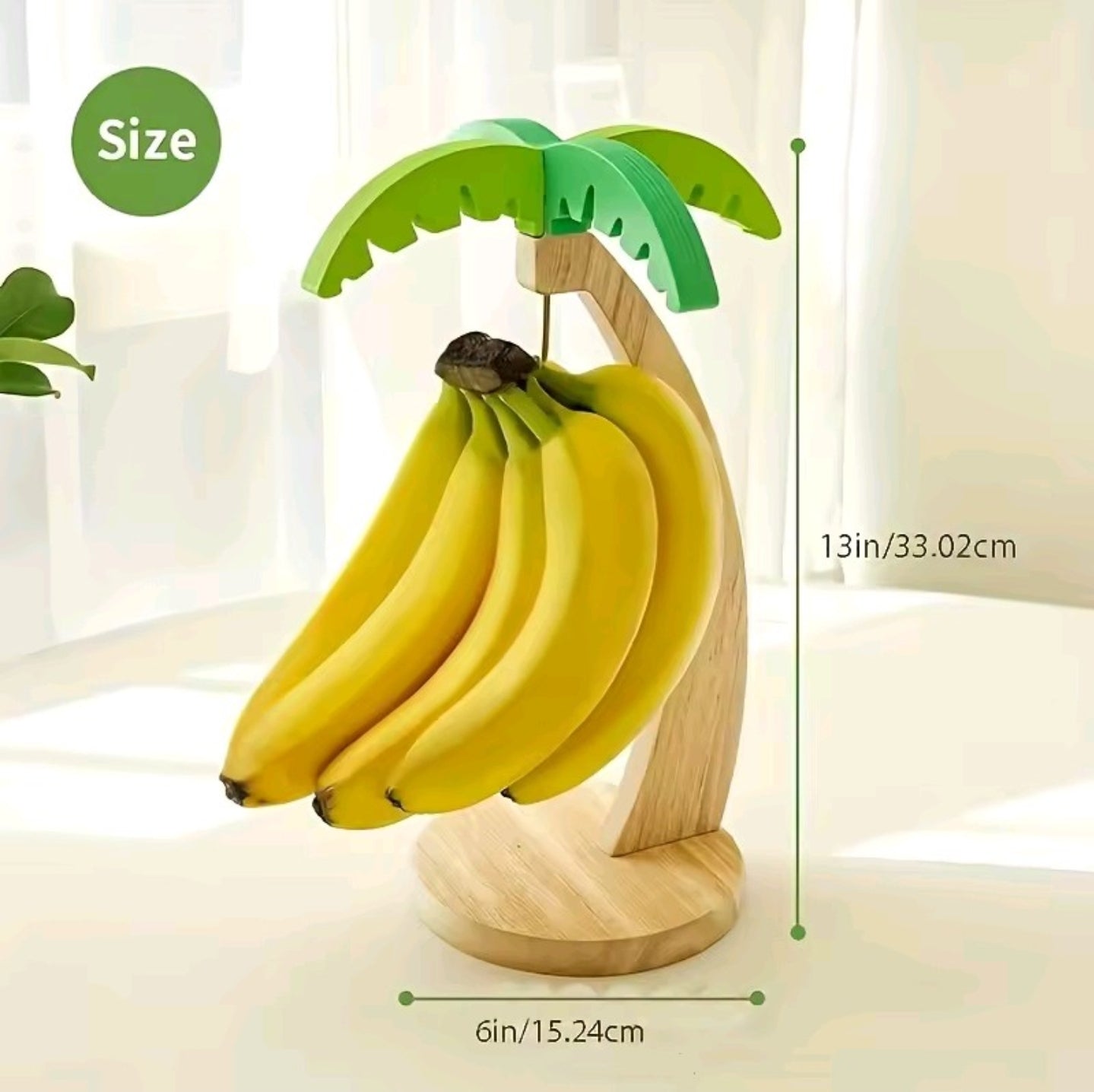 Decorative Wooden Palm Tree Banana/Grapes Hanger - Space Saving, Food Preserver, Durable