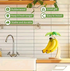 Decorative Wooden Palm Tree Banana/Grapes Hanger - Space Saving, Food Preserver, Durable