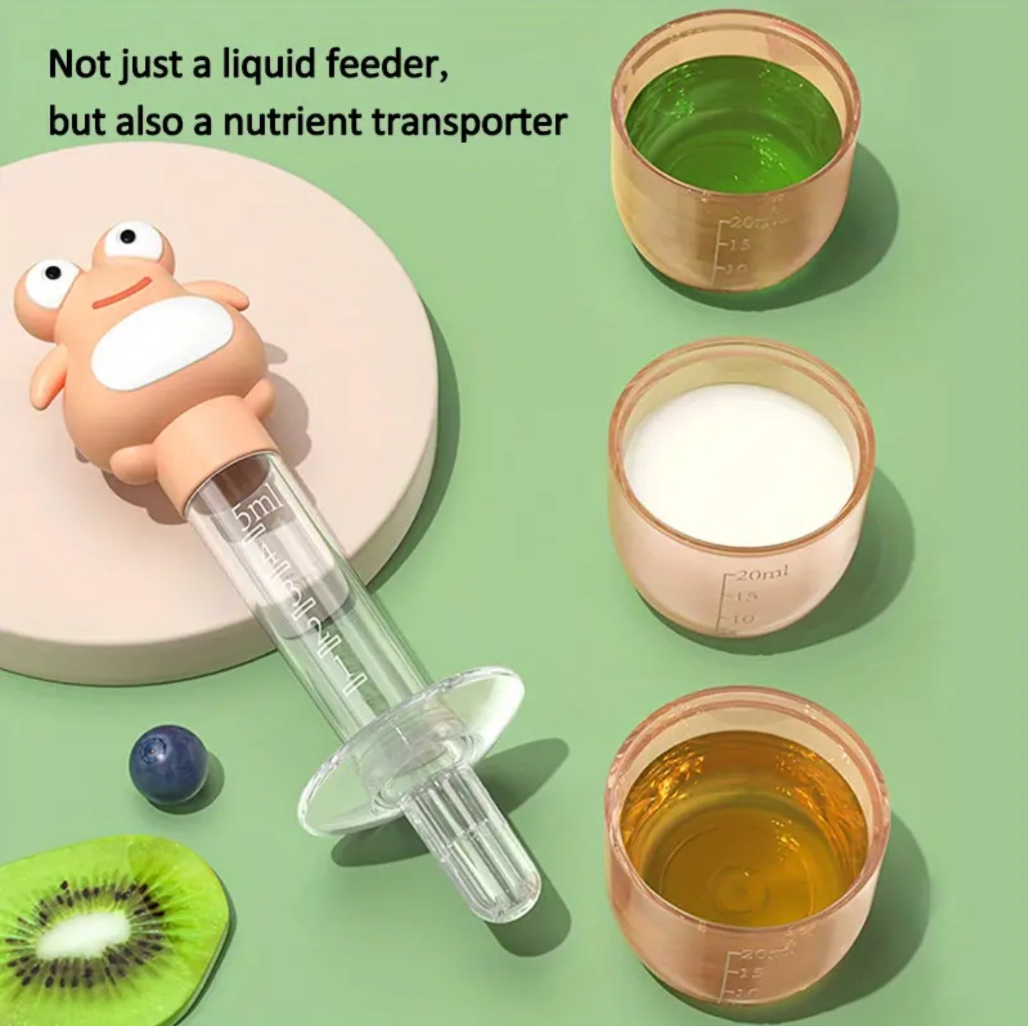 Silicone Baby Feeder with Measuring/Storage Cup - Anti-Choking, Mess-free Medicine,  Juice, Puree Dispenser
