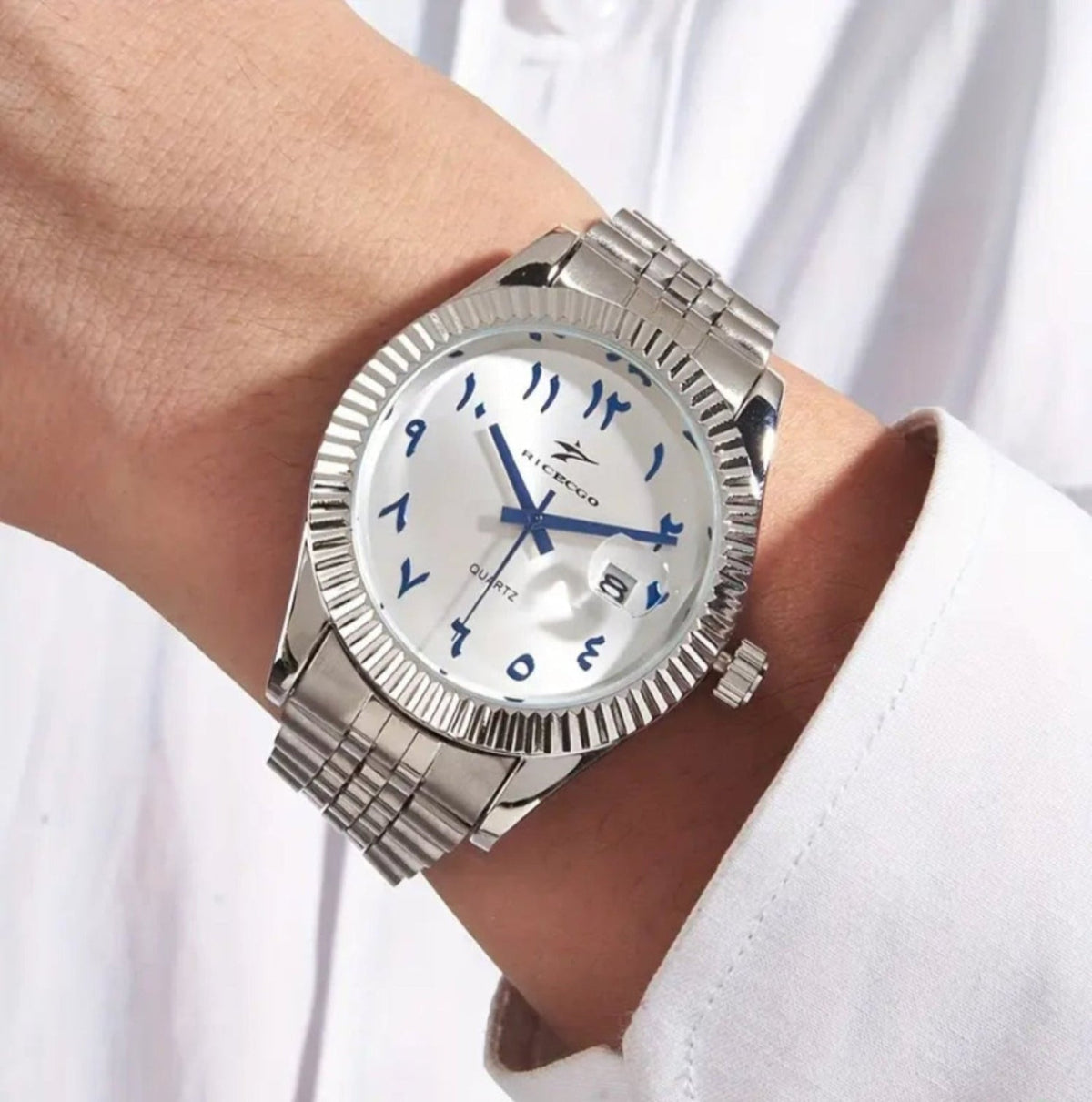 Classic Quartz Arabic Numerals Dial Men's Stainless Steel Watch