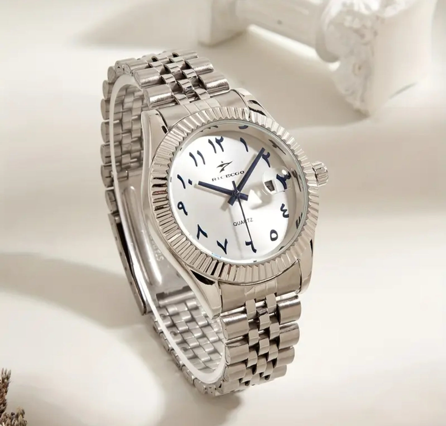 Classic Quartz Arabic Numerals Dial Men's Stainless Steel Watch