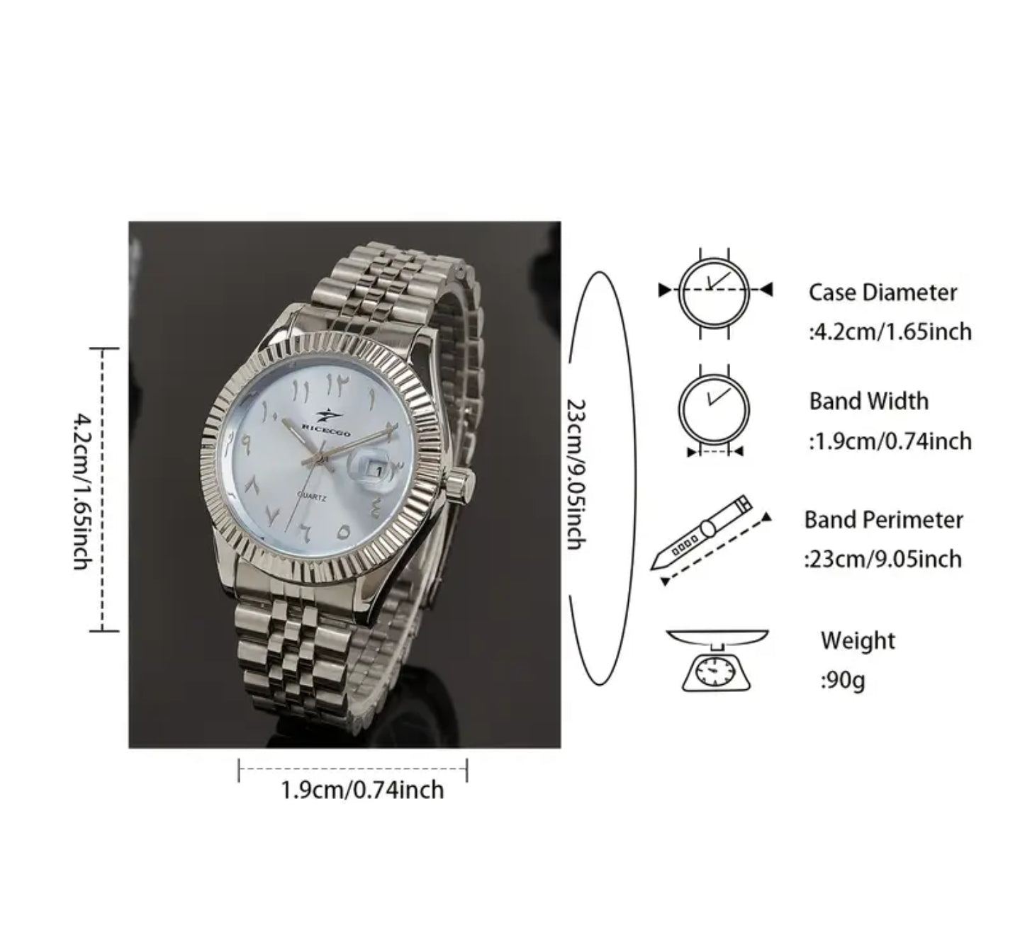 Classic Quartz Arabic Numerals Dial Men's Stainless Steel Watch