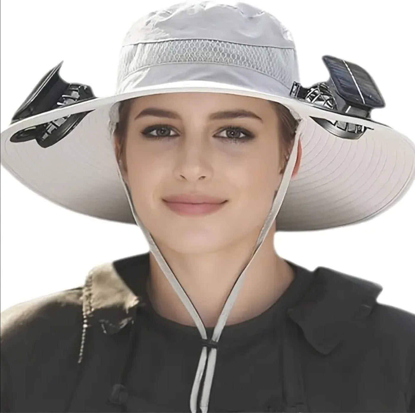 Solar Powered Unisex Fan Hat - 2 Built-in Fans, 6-9 hours Long Battery Life, Strong Wind Power