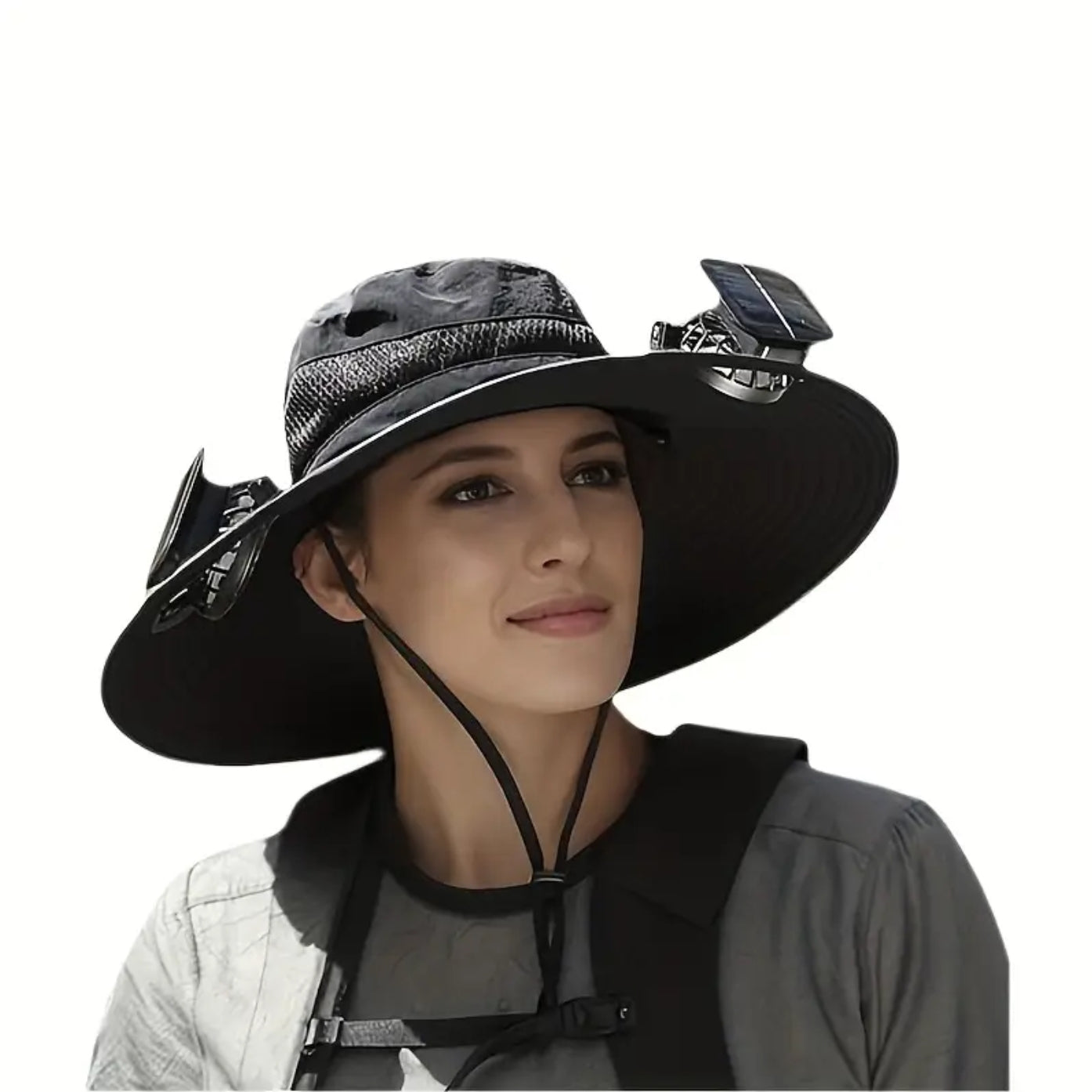 Solar Powered Unisex Fan Hat - 2 Built-in Fans, 6-9 hours Long Battery Life, Strong Wind Power