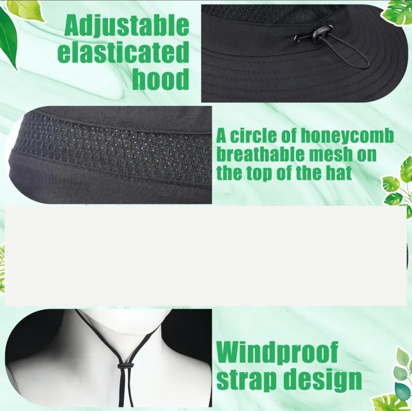 Solar Powered Unisex Fan Hat - 2 Built-in Fans, 6-9 hours Long Battery Life, Strong Wind Power