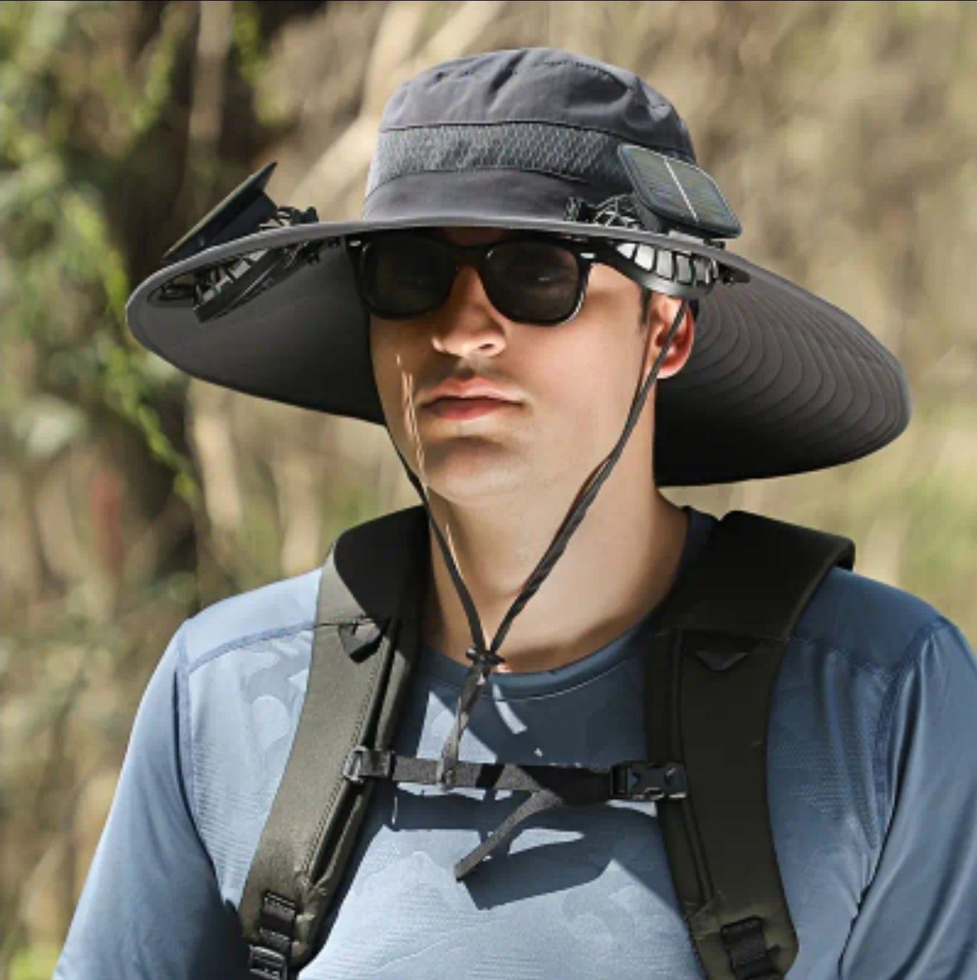 Solar Powered Unisex Fan Hat - 2 Built-in Fans, 6-9 hours Long Battery Life, Strong Wind Power