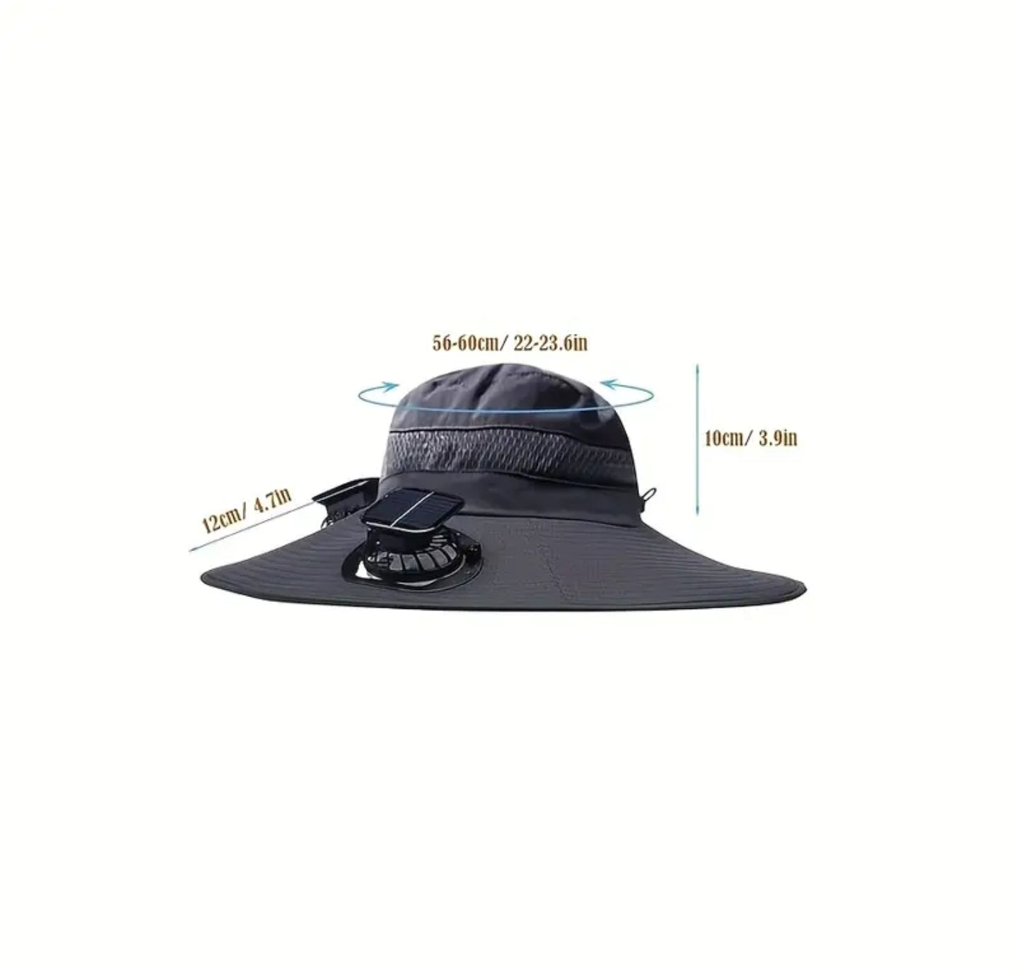 Solar Powered Unisex Fan Hat - 2 Built-in Fans, 6-9 hours Long Battery Life, Strong Wind Power