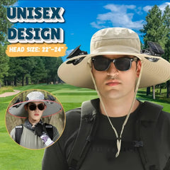 Solar Powered Unisex Fan Hat - 2 Built-in Fans, 6-9 hours Long Battery Life, Strong Wind Power