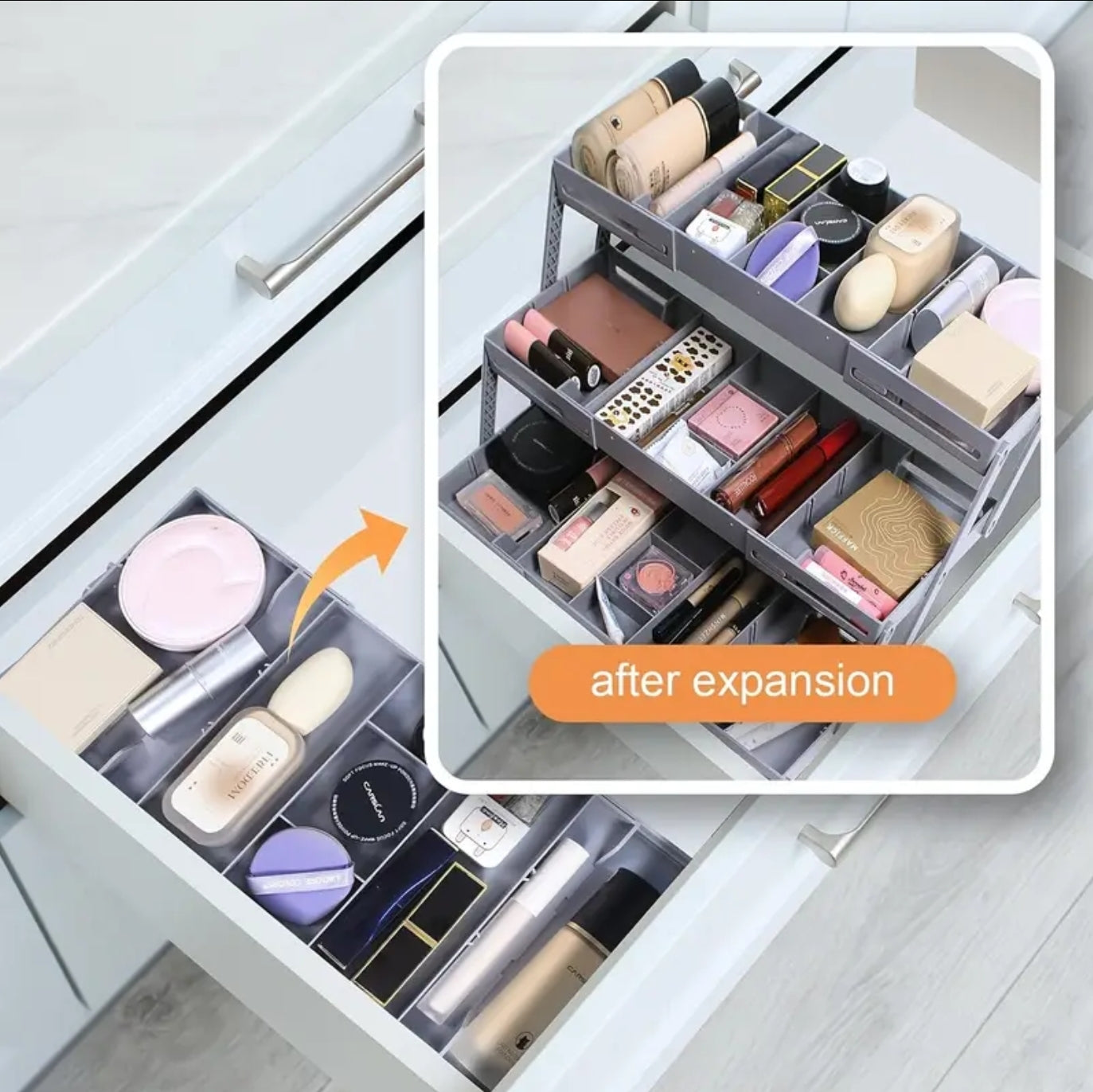 3-Layer Expandable Drawer Organizer Box - Expandable, Multi-purpose for Jewelry,  Office,  Kitchen, Tools etc