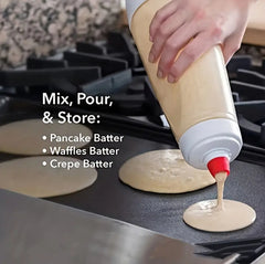 Multi Use Pancake Batter Dispenser with Stir Ball & Wire Wisk - Baking Essential for Cupcakes, Muffins, Crepes etc