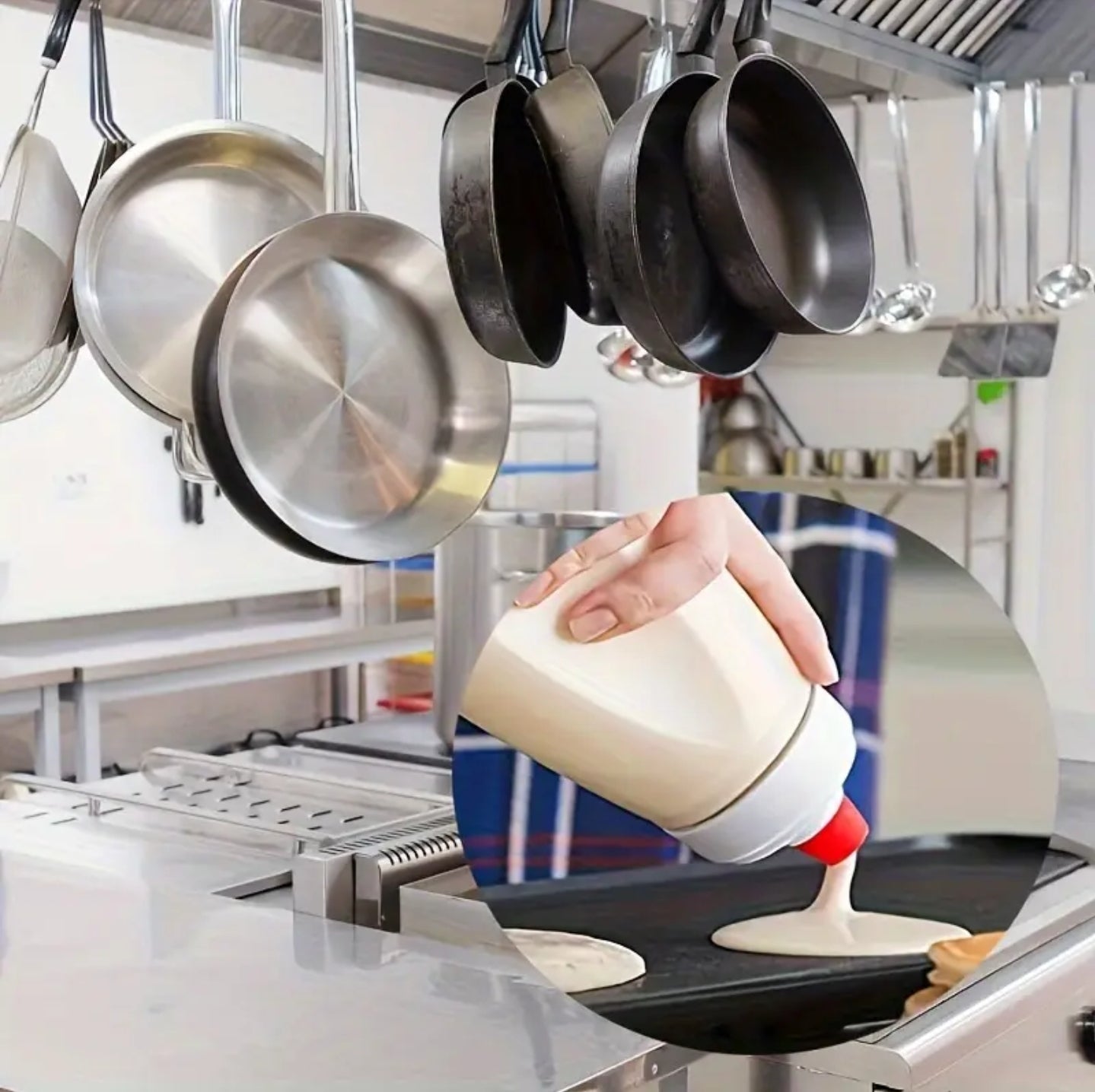 Multi Use Pancake Batter Dispenser with Stir Ball & Wire Wisk - Baking Essential for Cupcakes, Muffins, Crepes etc