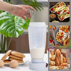 Multi Use Pancake Batter Dispenser with Stir Ball & Wire Wisk - Baking Essential for Cupcakes, Muffins, Crepes etc