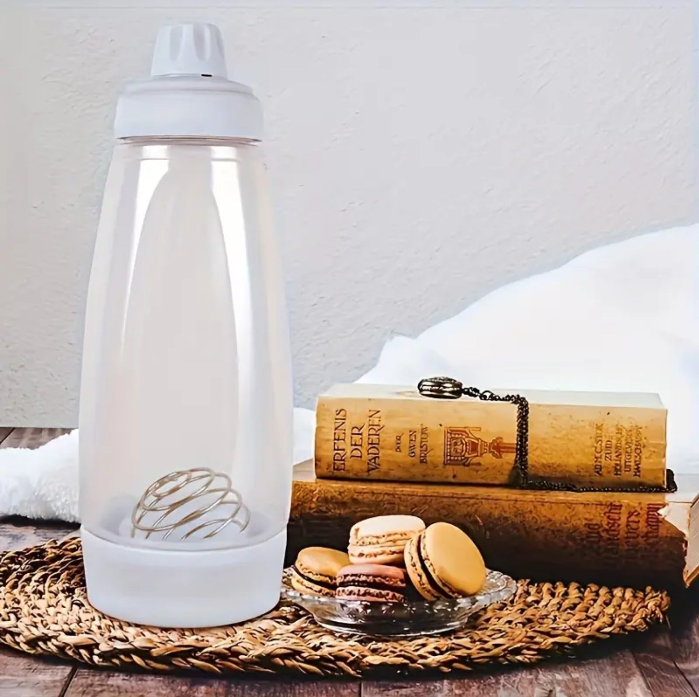 Multi Use Pancake Batter Dispenser with Stir Ball & Wire Wisk - Baking Essential for Cupcakes, Muffins, Crepes etc