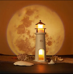 LightHouse Moon Projector Night Light with Body Sensor and Remote Control - USB Charge, Perfect for Home Decor