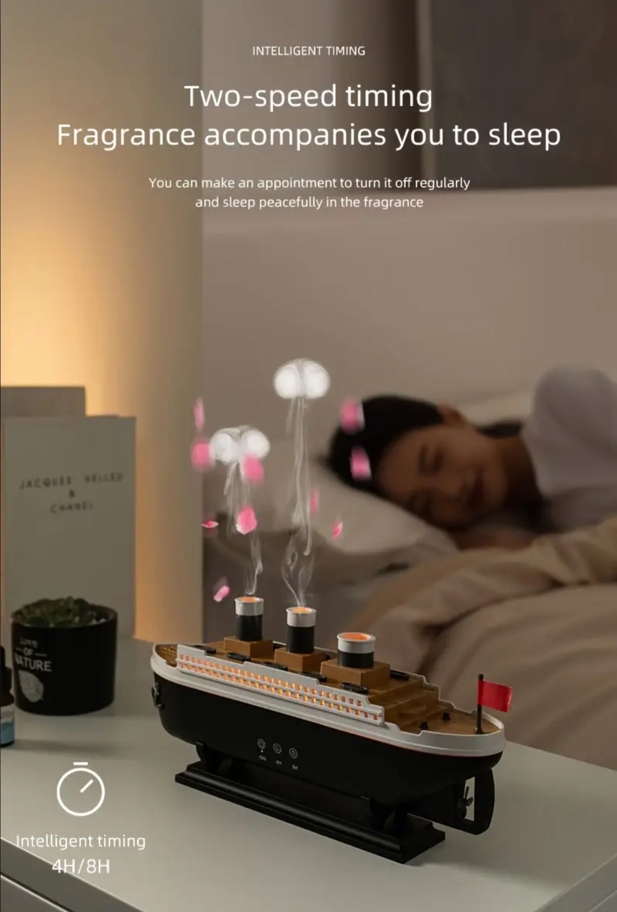 Jellyfish Aroma Diffuser with Remote Control - 7-color LED Romantic Lights, Decoration Ship Model Humidifier