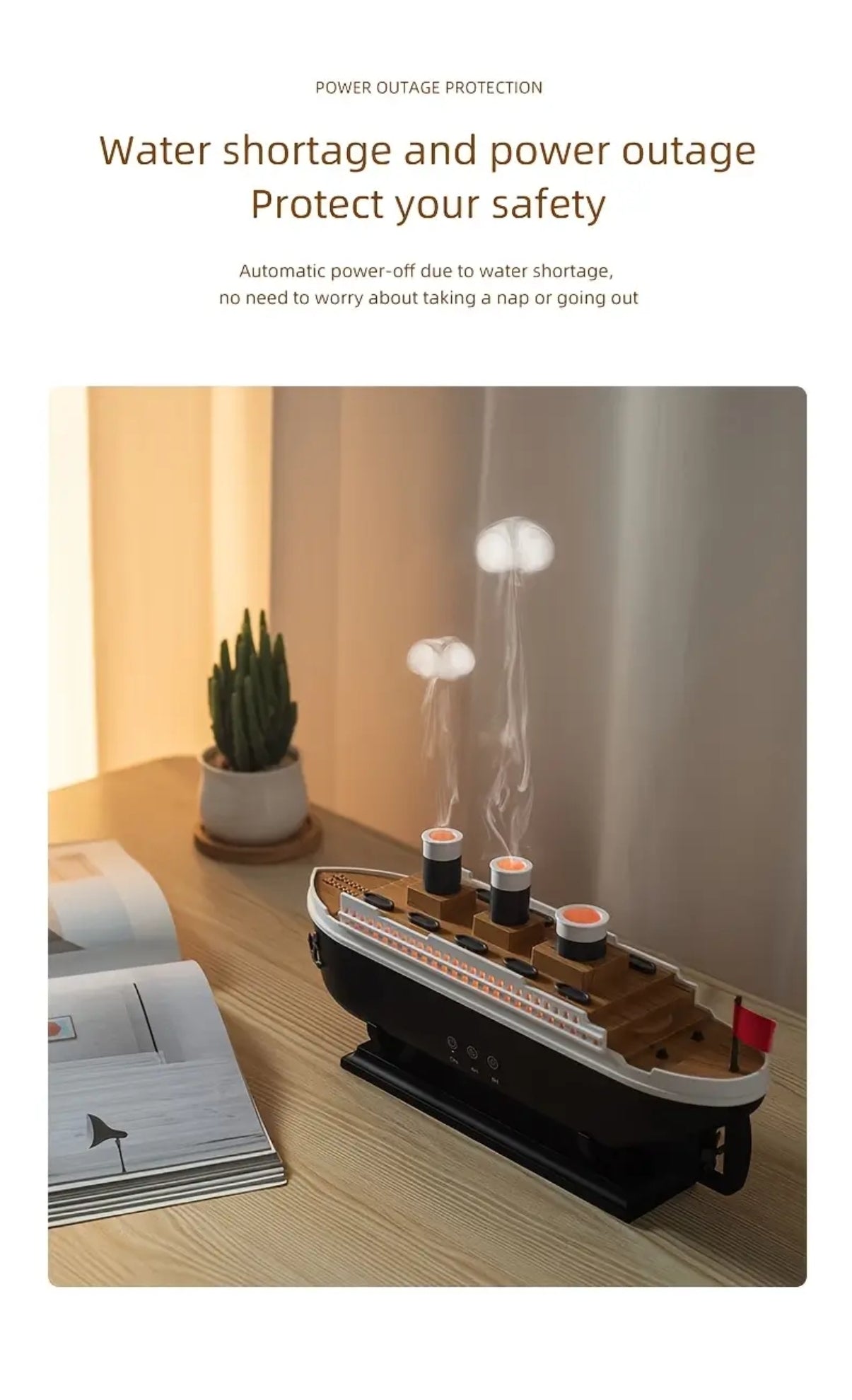 Jellyfish Aroma Diffuser with Remote Control - 7-color LED Romantic Lights, Decoration Ship Model Humidifier