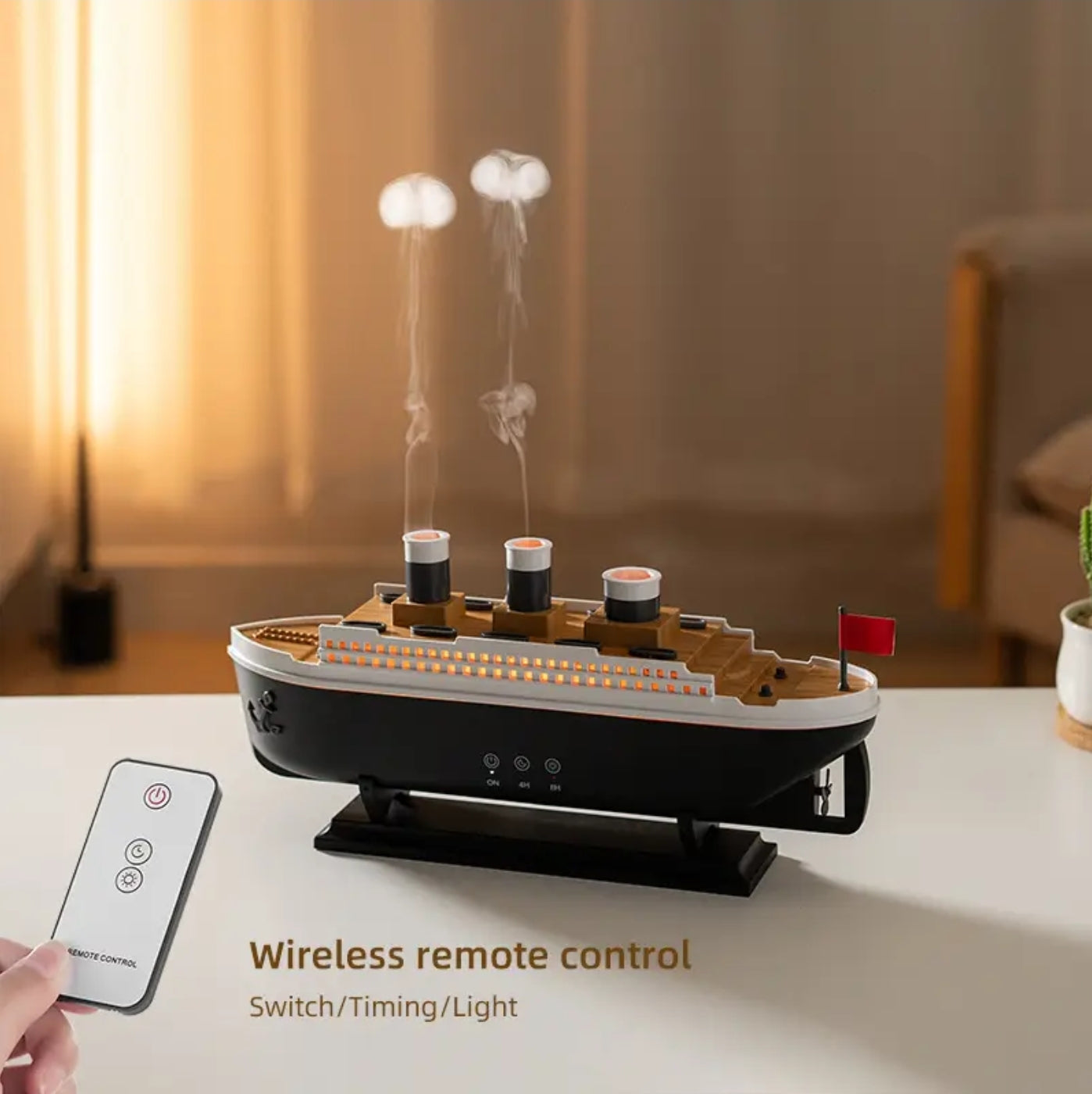 Jellyfish Aroma Diffuser with Remote Control - 7-color LED Romantic Lights, Decoration Ship Model Humidifier