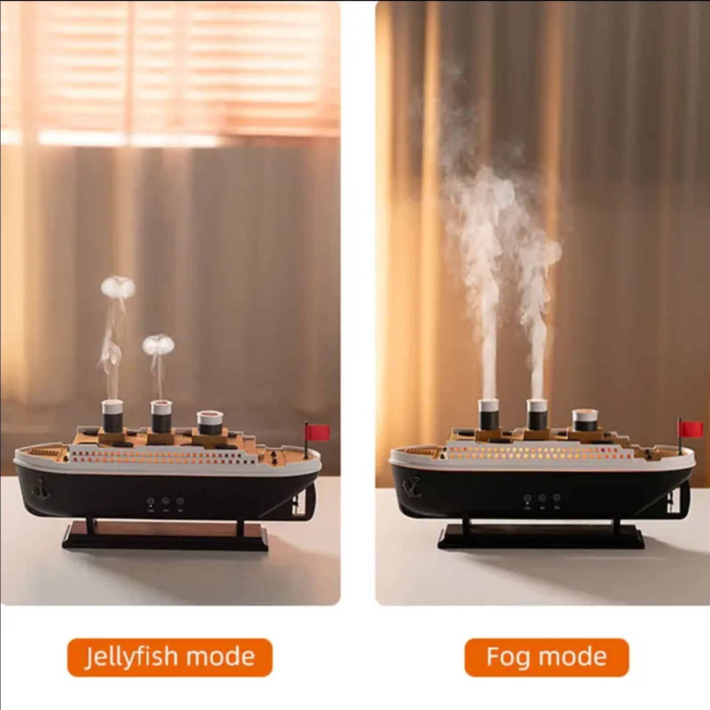 Jellyfish Aroma Diffuser with Remote Control - 7-color LED Romantic Lights, Decoration Ship Model Humidifier