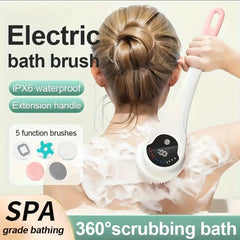 Buy 1 Get 5 Functions with Rechargeable Bath Brush - Automatic 369° Rotating Scrubbing, Exfoliation & Deep Cleaning