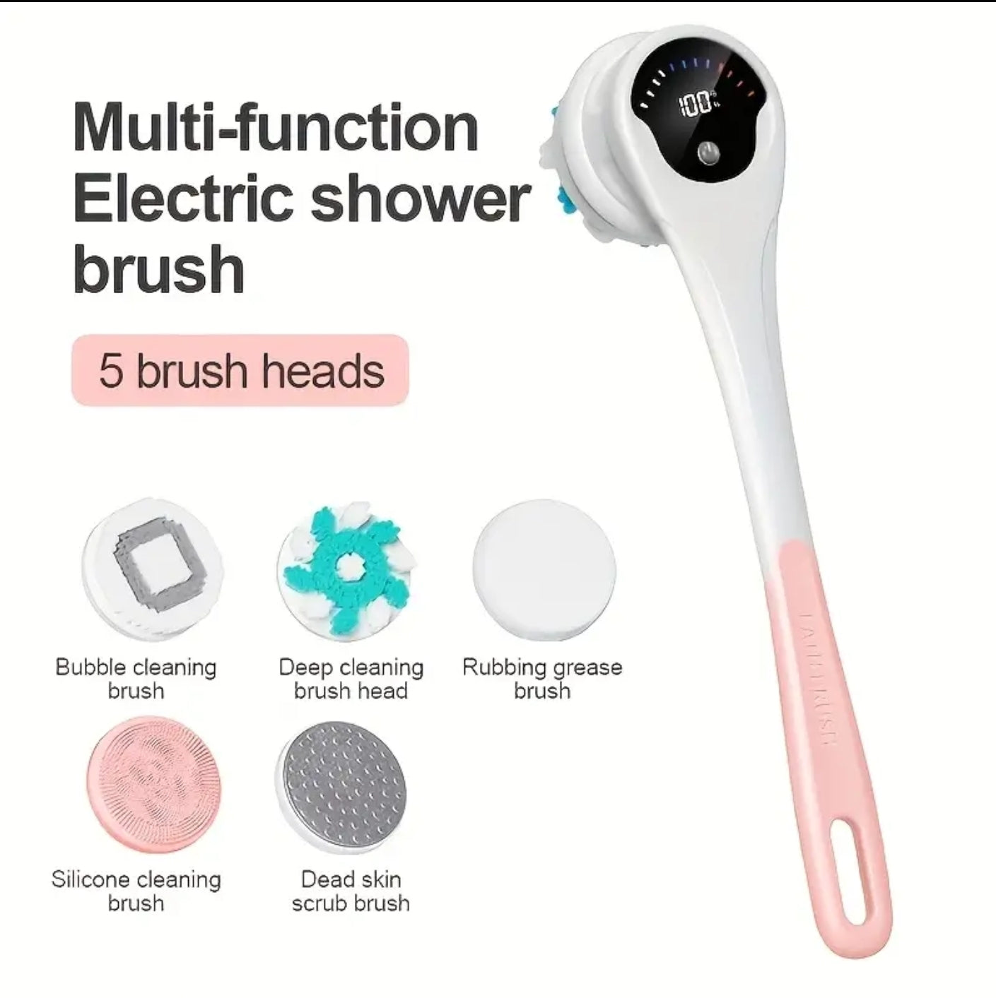 Buy 1 Get 5 Functions with Rechargeable Bath Brush - Automatic 369° Rotating Scrubbing, Exfoliation & Deep Cleaning