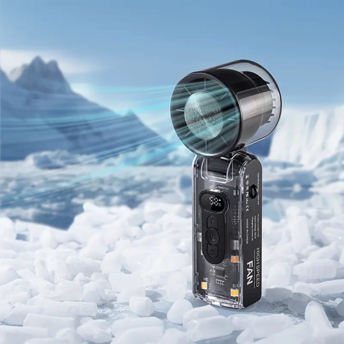 High Speed Turbine Ice Fan - 3 Level Light, 100Levels Speed, 360° Spiral Air, USB Rechargeable