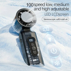 High Speed Turbine Ice Fan - 3 Level Light, 100Levels Speed, 360° Spiral Air, USB Rechargeable