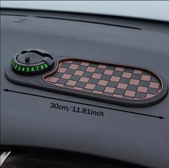 Anti-Slip Car Dashboard Mat with Rotating Phone Holder and Temporary Parking Number -
