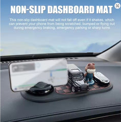 Anti-Slip Car Dashboard Mat with Rotating Phone Holder and Temporary Parking Number -