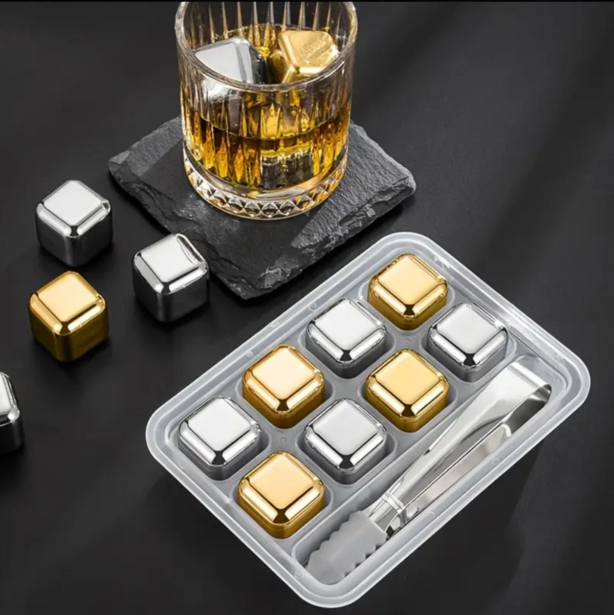 8pcs Reusable Stainless Steel Ice Cubes – Quick Freeze