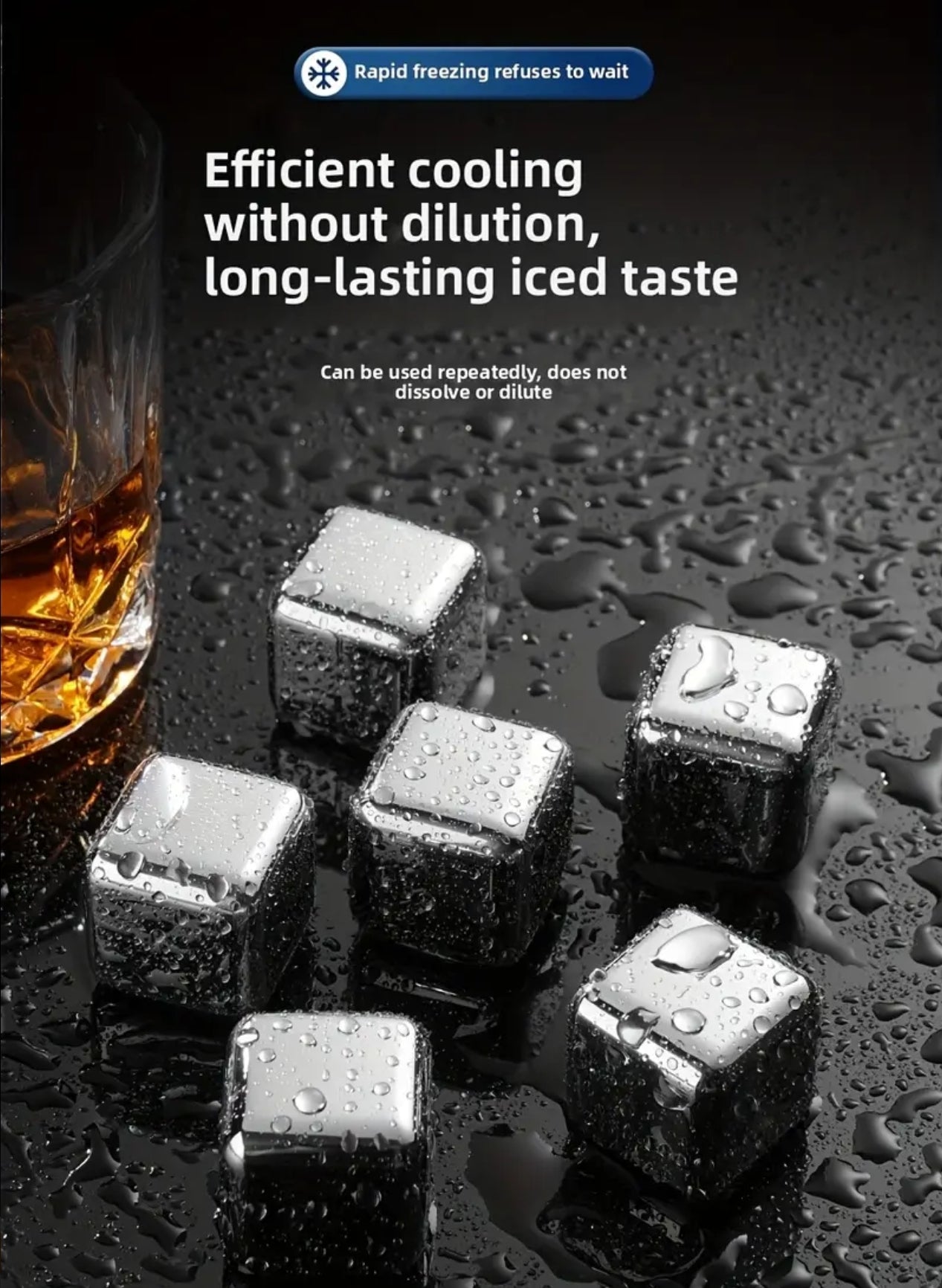 8pcs Reusable Stainless Steel Ice Cubes – Quick Freeze
