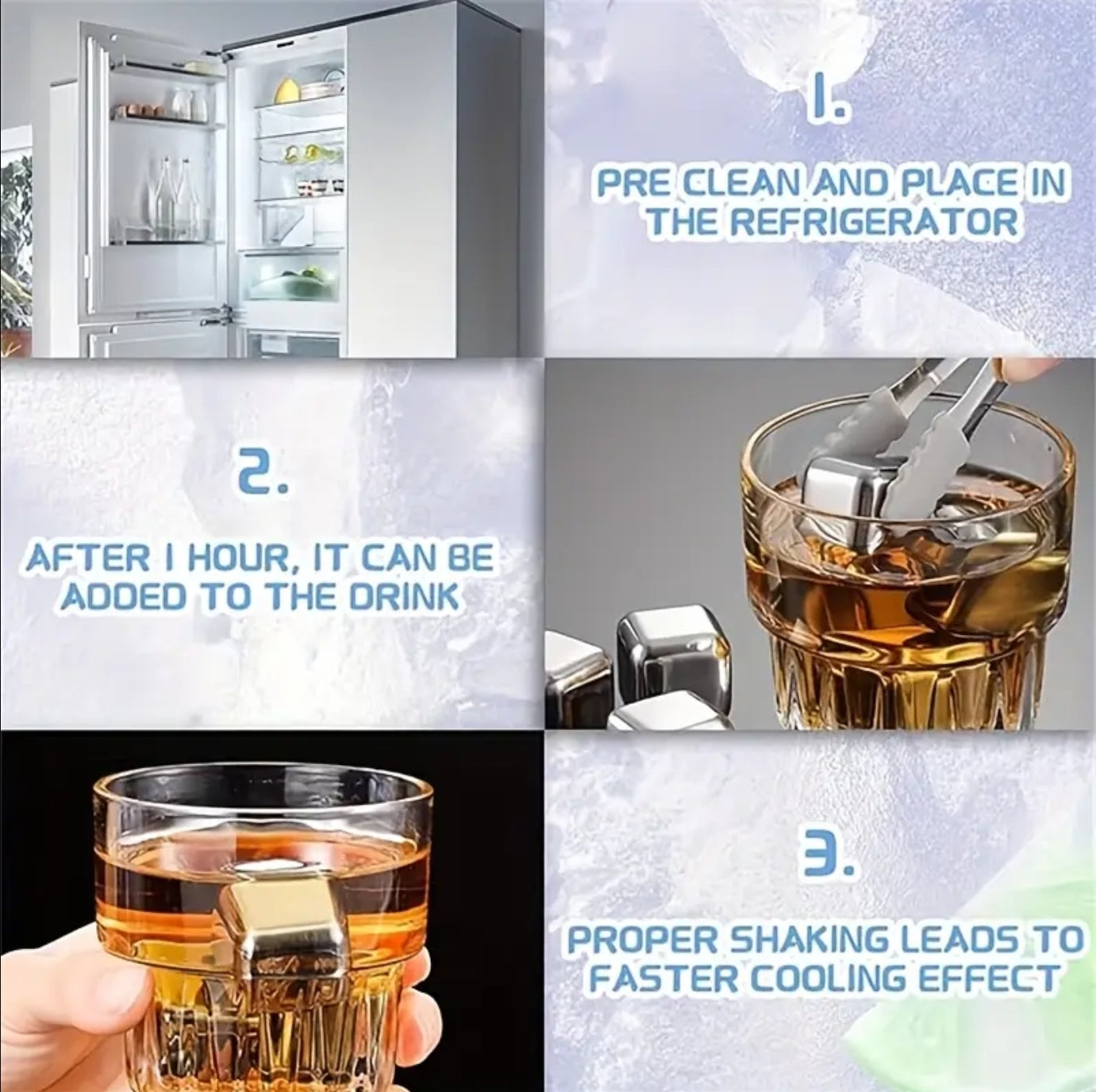 8pcs Reusable Stainless Steel Ice Cubes – Quick Freeze