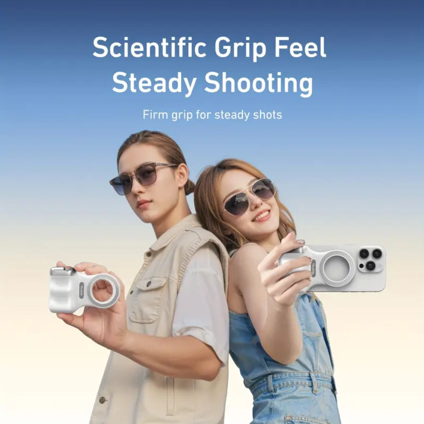 DSLR Style Magnetic Camera Grip for iPhone, Android - Detachable wireless Shutter Button n Portable Tripod+ Selfie Stand